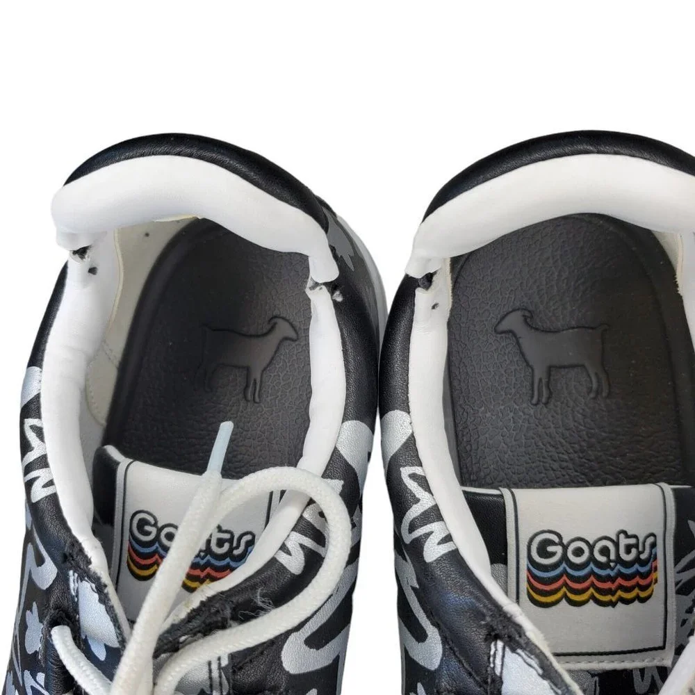 Goats Size 9‎ Sharpie Marker black Silver Leather Laceup Fashion Sneakers Slipon